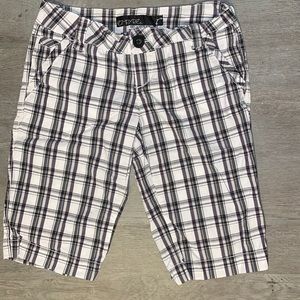 White, black, purple, gray Bermuda shorts